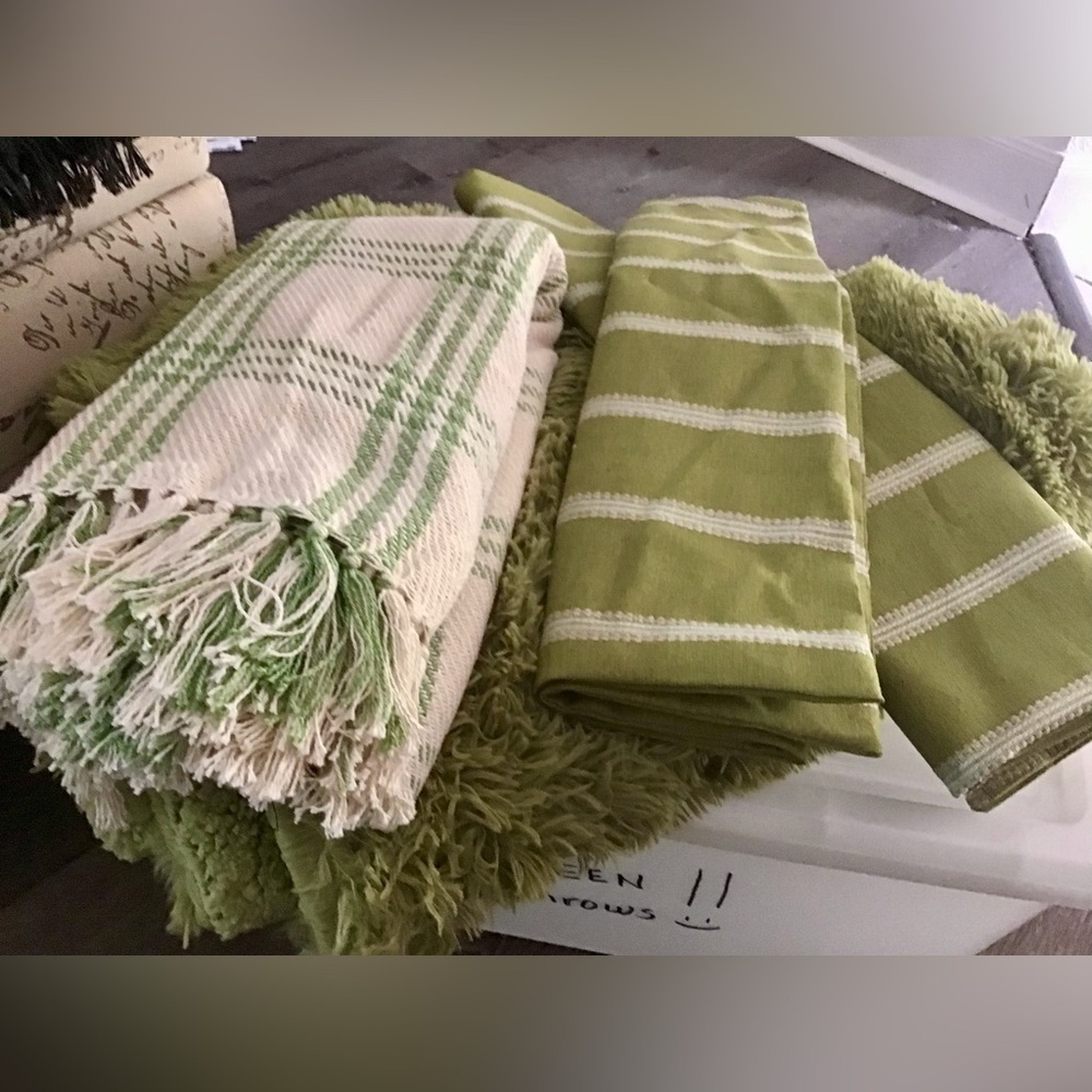 Green and Cream Throws and Pillow Covers